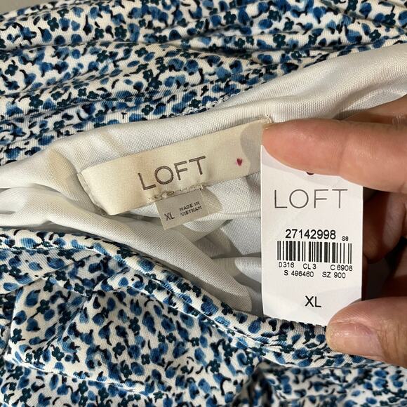 Loft Women's Side Knot Floral Ditsy Print Crewneck Jersey Midi Dress Size XL NWT - Picture 3 of 6